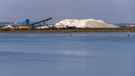 Marine salt mountains in Huelva, Spainの写真素材
