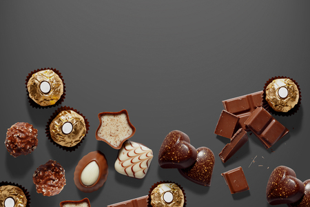 Background with chocolatesの写真素材