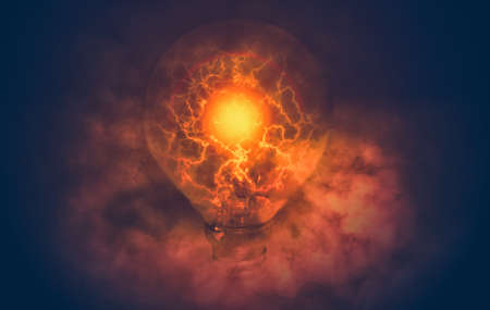edit of lightbulb with electic and smoke