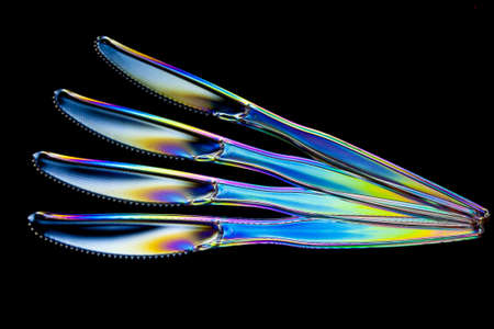 Stylized plastic Knifes using light though plasticの写真素材
