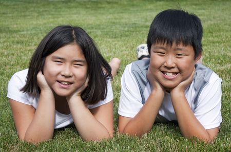 Two Korean Children の写真素材