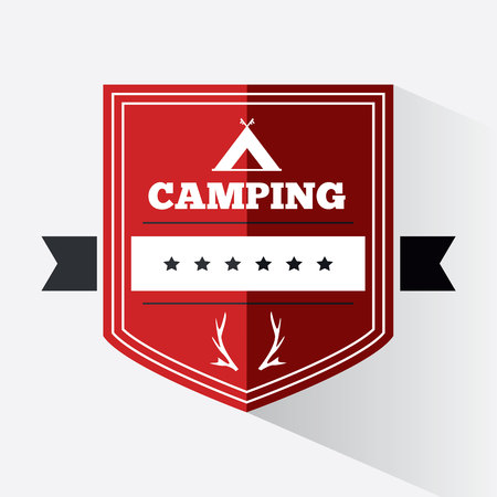 Camping  and badges with element design. Camping  in flat designのイラスト素材