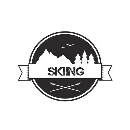 Logo and emblem design for skiing. Vector illustrationのイラスト素材