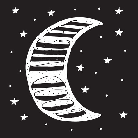 Good night modern lettering poster. Hand lettering and custom typography for your designs logo, for posters, invitations, cardsのイラスト素材