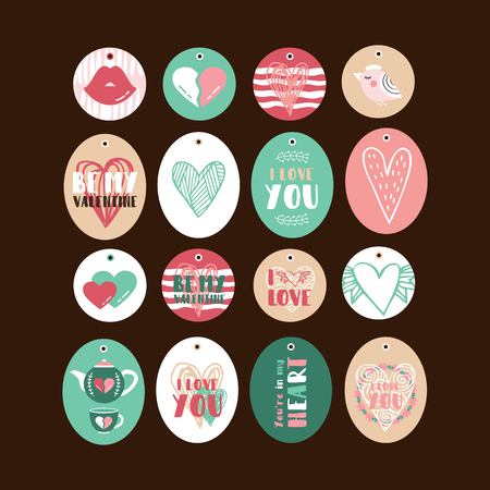Set of cute gift tags for Valentine's dayのイラスト素材