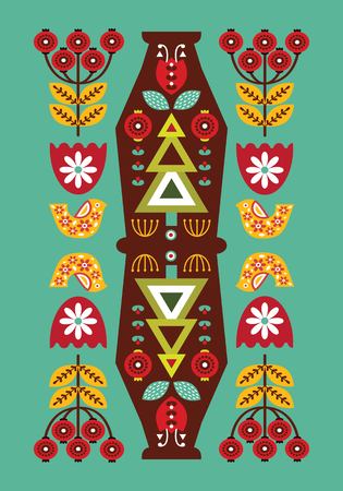 Folk card in scandinavian style. Vector illustration 