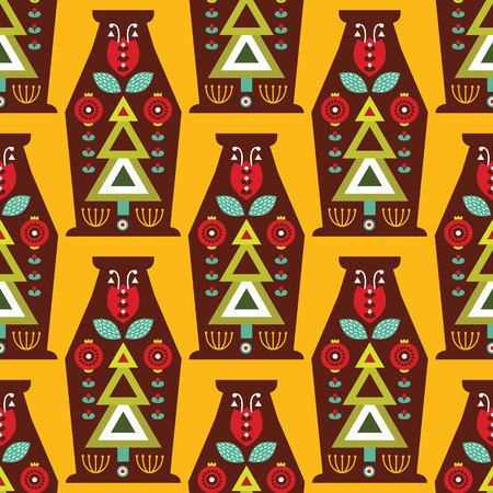 Folk seamless pattern in scandinavian style. Vector illustration のイラスト素材