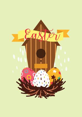 Easter gift card in flat design. Vector illustrationのイラスト素材