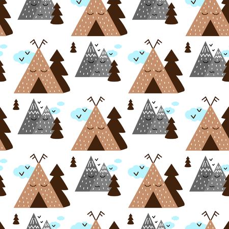 Children's seamless pattern in Scandinavian style. Vector illustrationのイラスト素材