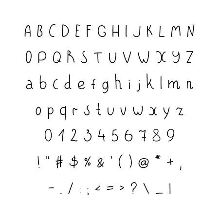 Children's English font for book design. Vector illustrationのイラスト素材
