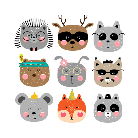 Animals in the Scandinavian style for children's postersのイラスト素材