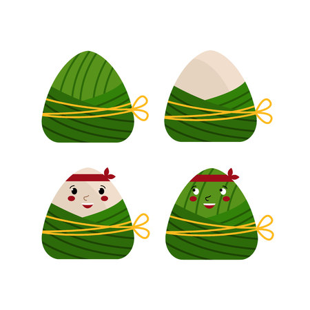 Chinese dumplings. Cute Chinese folk triangular dumplings. Vector illustrationのイラスト素材