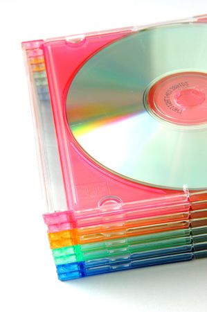 Blank CDs in Colorful Jewel Caseの写真素材