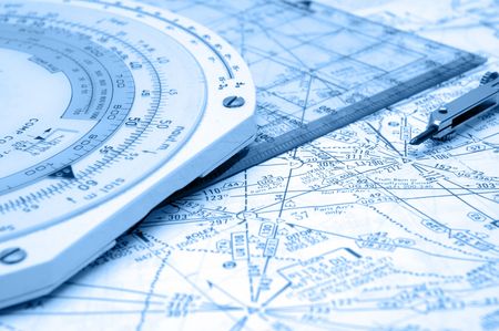 Flight Planning on Airways with some old instrumentsの写真素材