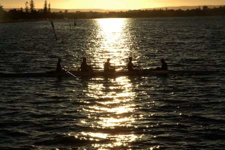 Rowing Training Early morningの写真素材