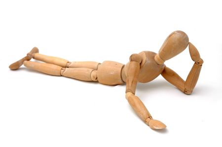 Figurine Pose - Lying sideway with hand supportの写真素材