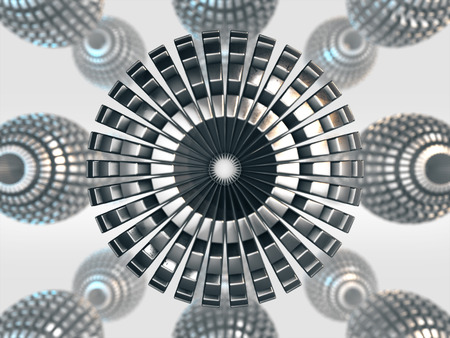 Futuristic outline shape. metal sphere background. Sci-fi background. Abstract object in empty space.3d Renderingの写真素材