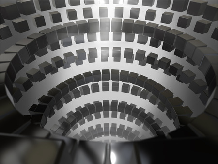 Abstract black cubes background.3D renderingの写真素材