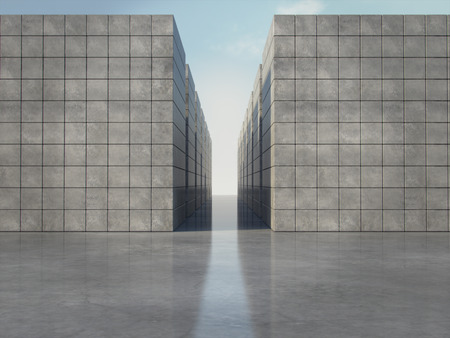 Abstract geometric space background of the concrete.3D renderingの写真素材