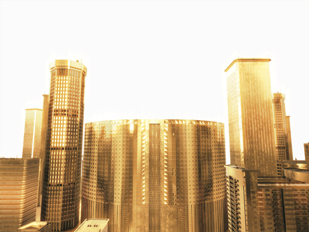 golden city.abstract space background.3D Renderingの写真素材