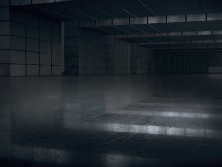 Abstract structure,Product showcase background,Long dark corridor interior design.3D renderingの写真素材