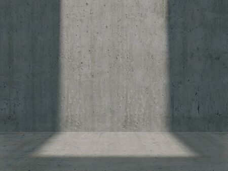 Empty abstract concrete room and lateral lights,3D rendering