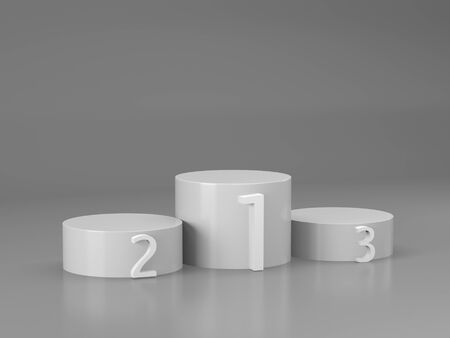 White podium winners on clean background, 3D renderingの写真素材