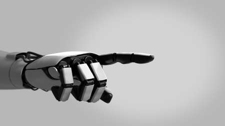 Robot hand pointing on white background. 3D rendering.の写真素材