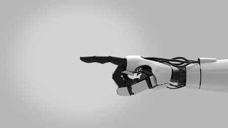 Robot hand pointing on white background. 3D rendering.の写真素材