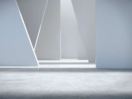 Empty space for product showcase, white hall, white structure.3D rendering.の写真素材