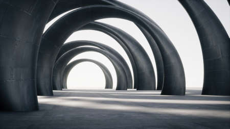 Empty space for product show with abstract structure in background. 3d rendering.の写真素材