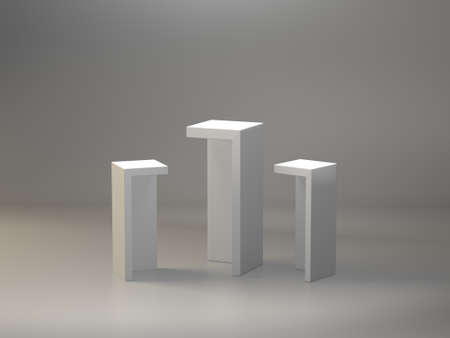 White pedestal for display,Platform for design,Blank product stand,clean background.3D rendering