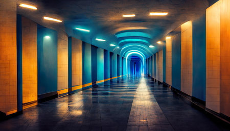 Space corridor for product show. Generative aiの素材