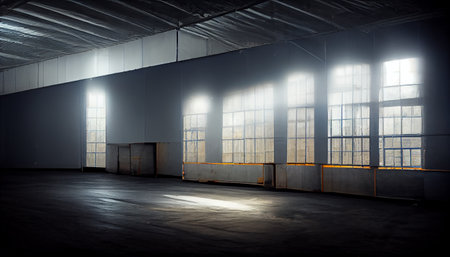 space for product show in the warehouse. Generative Ai.の素材