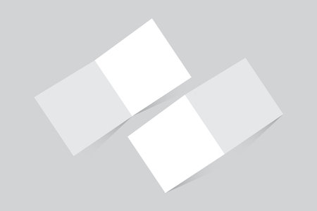 Square brochure front and back mock up, One fold square flyer with copy space, 3D Vector illustrationの写真素材
