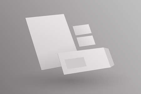White paper stationery mock-up for presentation, Branding identity,  Letterhead, Business car, Envelop mockup for presentation. 3D rendering.の写真素材