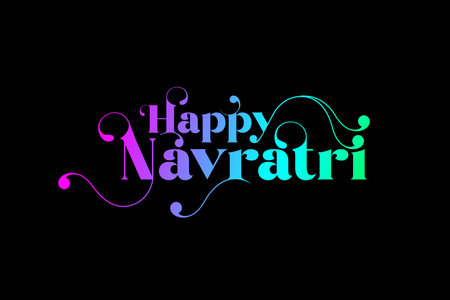 Happy Navratri colourful typography logo unit with black background.のイラスト素材