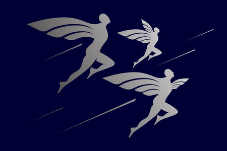 Man with Wings Sign. Vector illustrationのイラスト素材