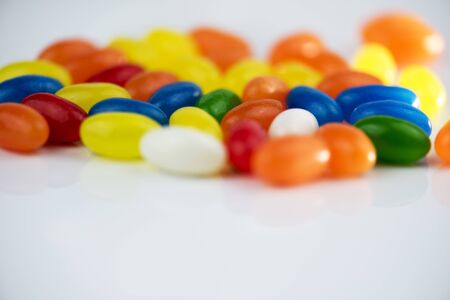 Candy beans on white backgroundの写真素材