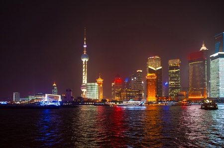 Shanghai at night, Chinaの写真素材