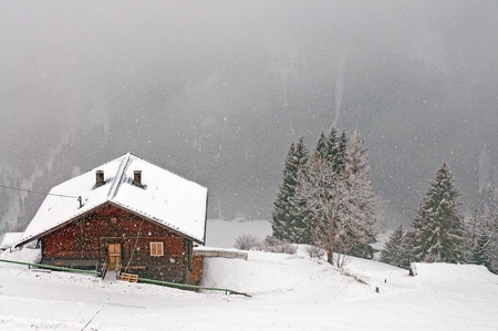 Lodge in the snow, Tirol, Austriaの写真素材