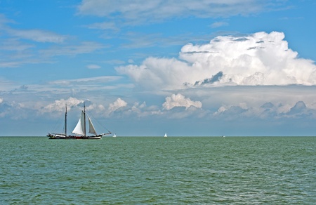 Sailing boat on a lake, Hollandの写真素材