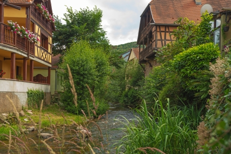 Historical town of Kaysersberg in the Alsaceの写真素材