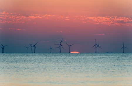 Sunset at sea in summerの写真素材