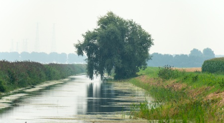 Canal through a rural landscapeの写真素材