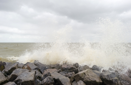 Storm over a lake in summerの写真素材