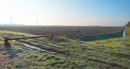 Closed walking path in winterの写真素材