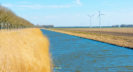 Canal through the countryside in winter