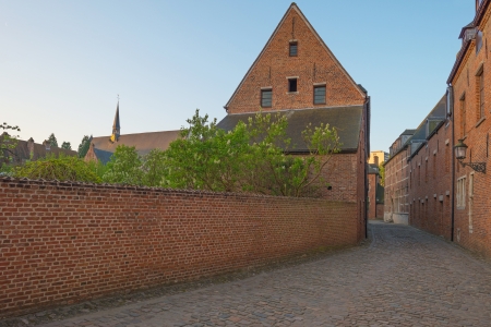 Street through the Grand Beguinage of Leuvenの写真素材