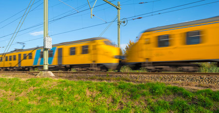 Passenger train moving at high speed